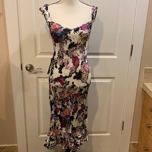 Open Back Ruffle Midi Dress